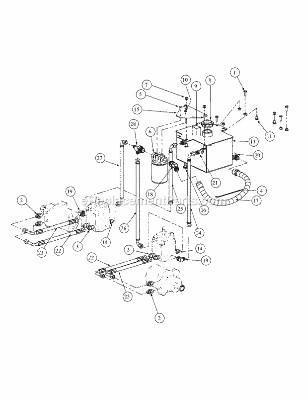 Hydro Pump Assembly Diagram and Parts List for M48-KW 53BB5DAV750 Cub Cadet Sprayer